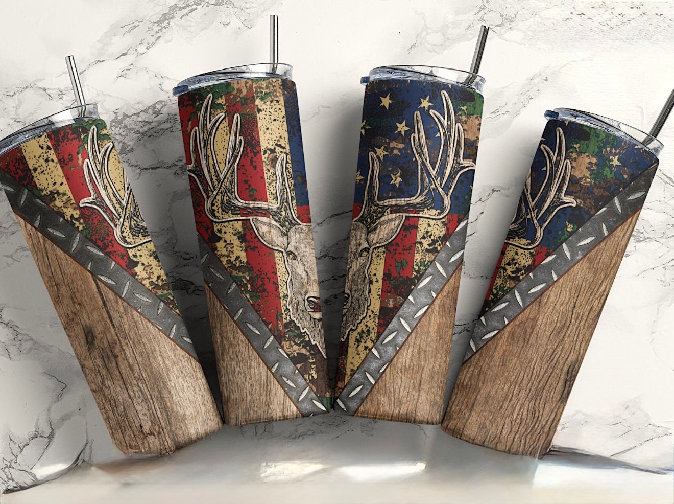 Deer Hunting USA Flag